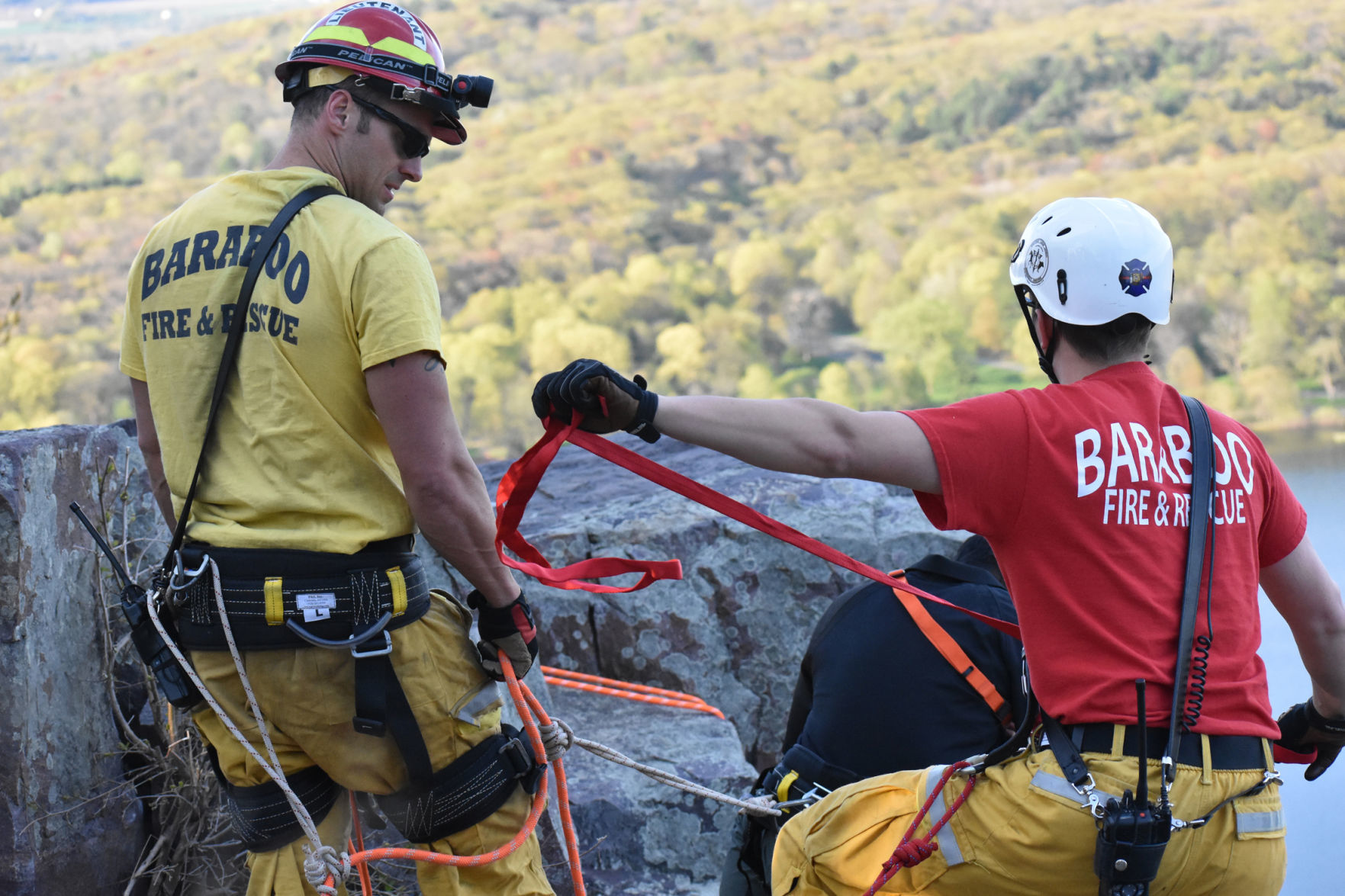 Baraboo Fire & Rescue team on the bluffs